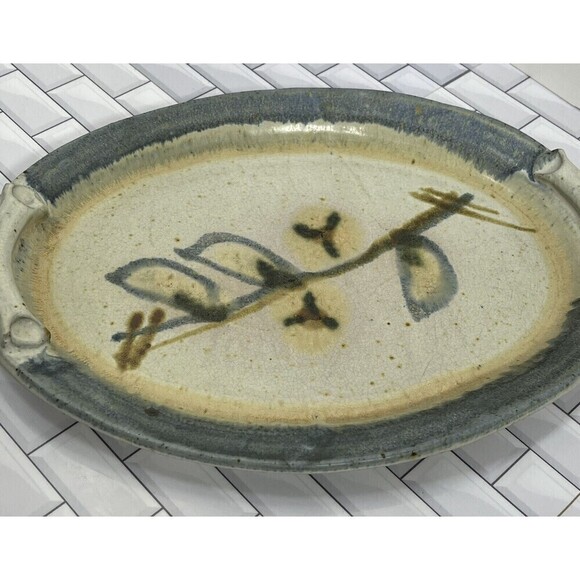 Vintage 1987 Studio Art Pottery Stoneware Tray Japanese Style Salt Glaze Signed - Picture 4 of 14